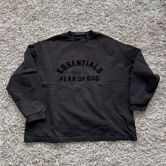 Fear of God Other - FEAR OF GOD ESSENTIALS Black Bonded Long Sleeve T-Shirt Sz XS OVERSIZED